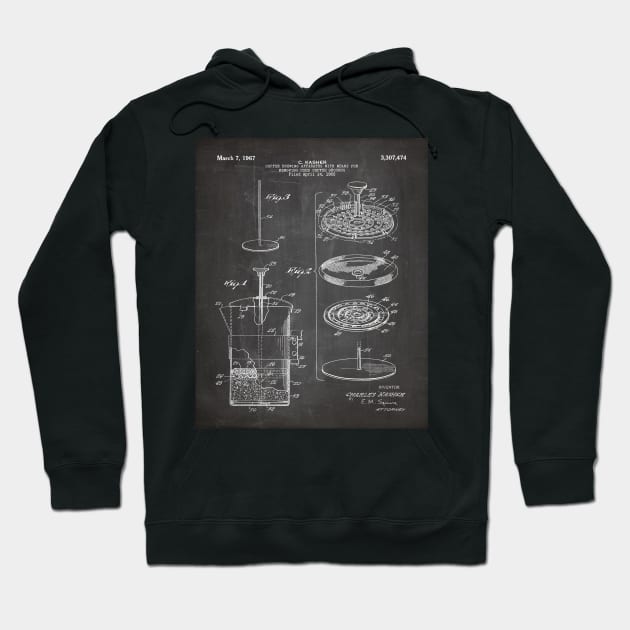 Coffee Filter Patent - Coffee Shop Art - Black Chalkboard Hoodie by patentpress